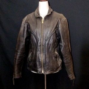 Vintage Unik Ultra Real Leather Gray Jacket, Zipper Pockets&Sleeve Openings Sz L